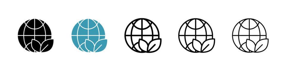 Environment icons set in black filled and stroke line style