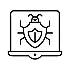 malware protection icon, malware protection line art - simple line art of malware protection, perfect for malware protection logos and icons