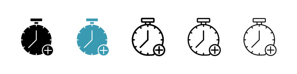 Extra hours icons collection in black and blue colors