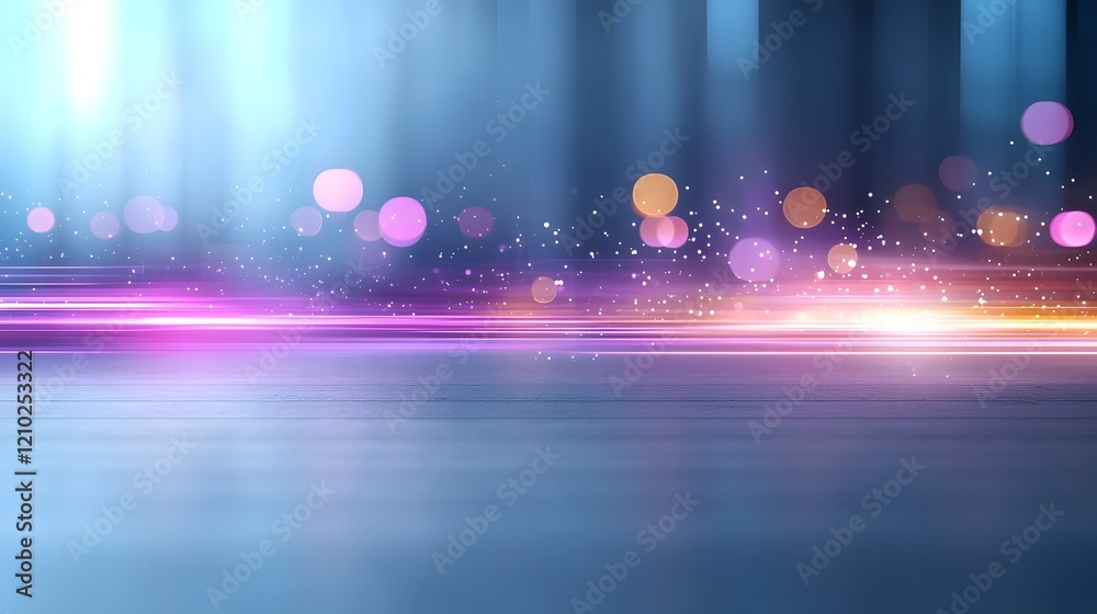 Poster purple blurred background with gradient light rays and gentle shadow play adding depth and elegance to the scene  The image has a dreamy futuristic and mesmerizing atmosphere