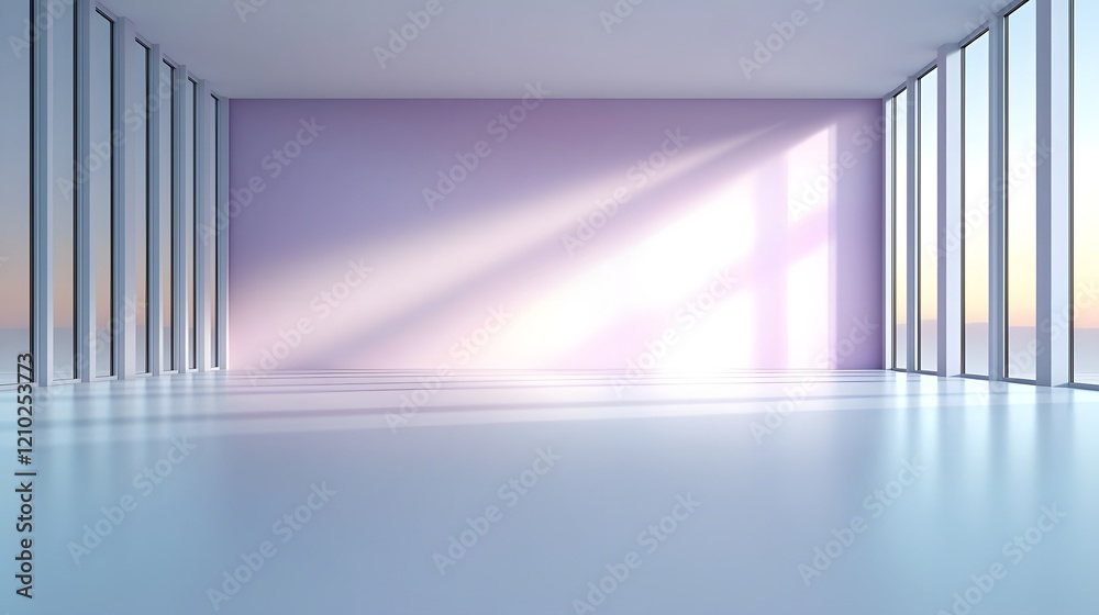 Poster Captivating abstract background featuring a blurred purple gradient with soft luminous rays of light and subtle shadows creating a modern smooth and sophisticated aesthetic for interior design