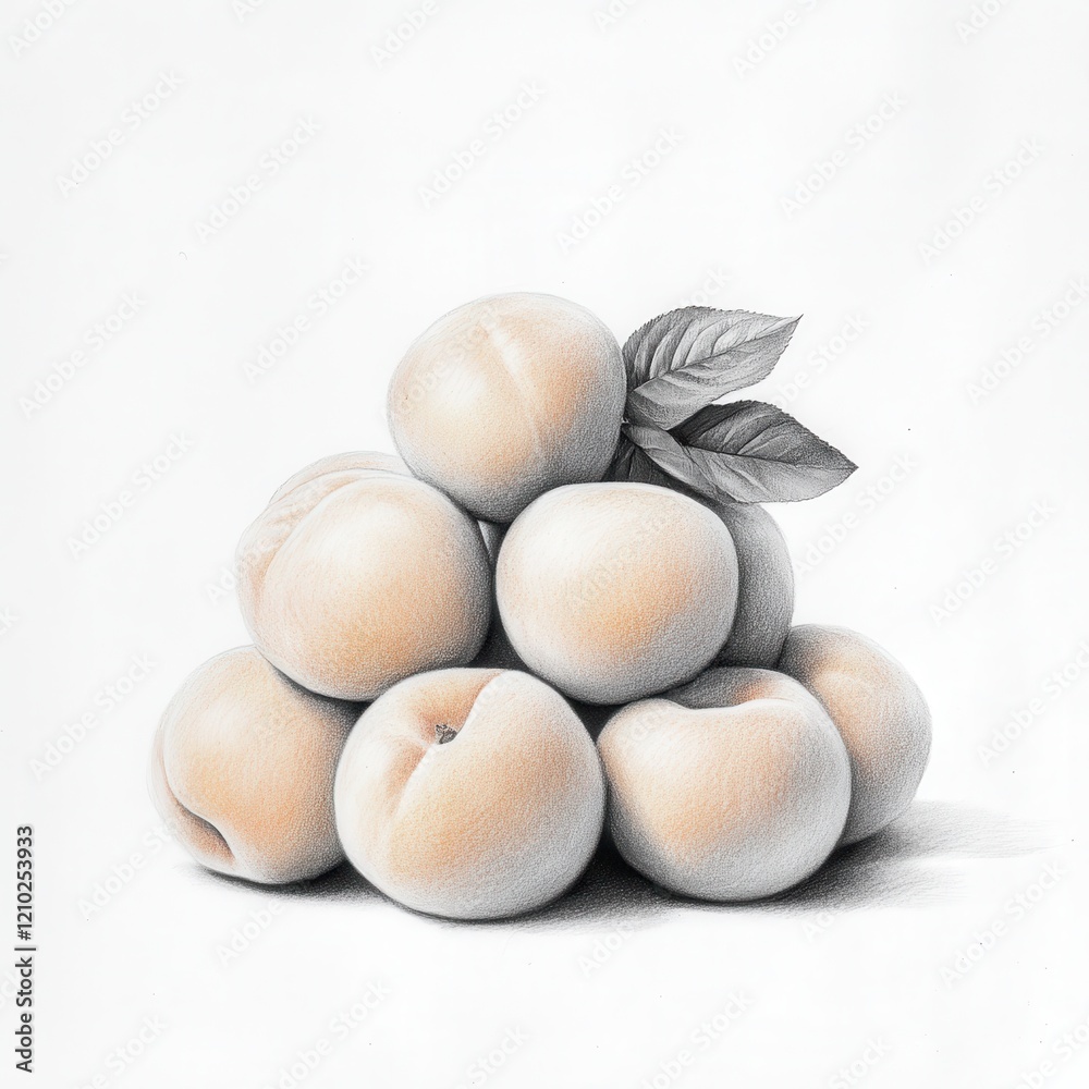 Poster fresh peaches arranged in a neat stack showcasing their soft texture and natural appeal in summer su