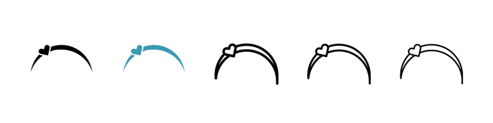Hair band icons set in black filled and stroke line style