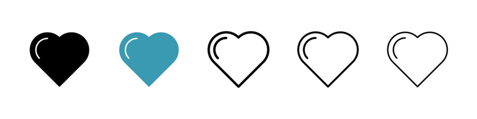 Heart icons in black and blue set