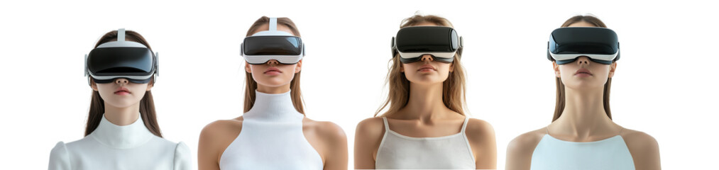 Fototapeta premium woman wear VR Glasses in metaverse world futuristic