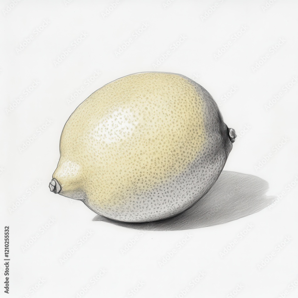 Poster Lemon with a slight cut resting on a surface, highlighting its smooth texture and natural color variations