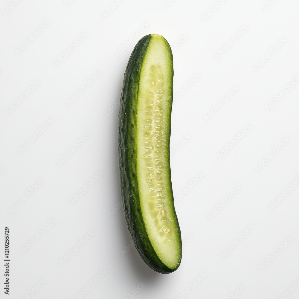 Poster fresh cucumber slice showcasing vibrant green color and moist texture perfect for salads or garnishe