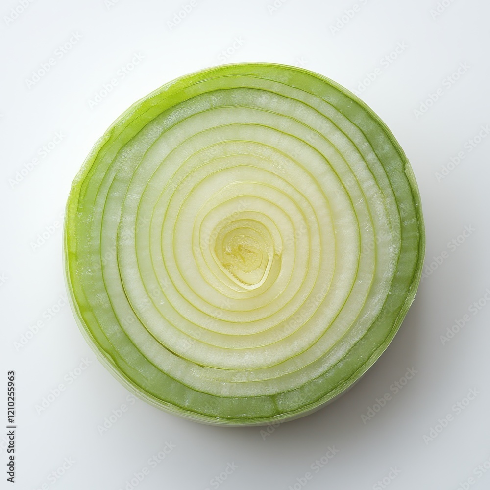 Aufkleber Fresh leek slice showcasing intriguing concentric rings ideal for culinary use and presentation in various dishes