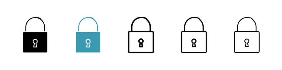 Padlock icons collection in black and blue colors
