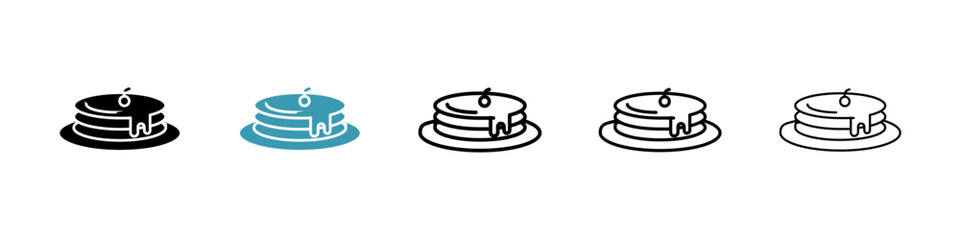 Pancakes icons collection in black and blue colors