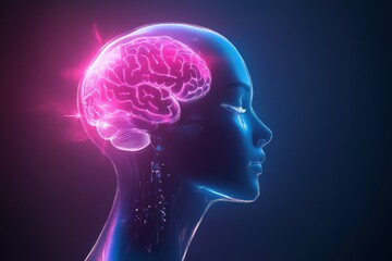 Brightly colored futuristic brain depicting technology