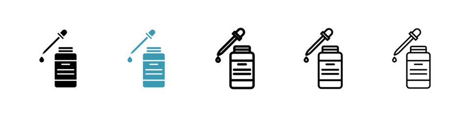 Serum icons set in black filled and stroke line style