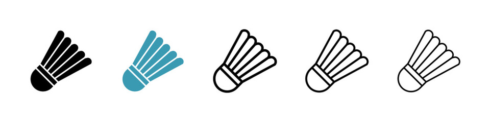 Shuttlecock Icons vectors. black solid and liner versions