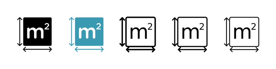 Square Meter icons collection in black and blue colors