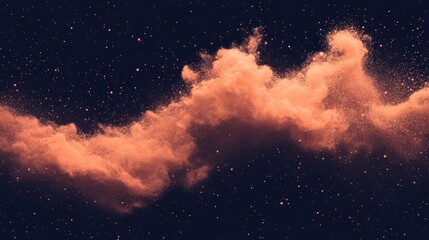 Fototapeta premium Abstract Cosmic Dust Cloud Orange Nebula Starry Night Sky Celestial Background