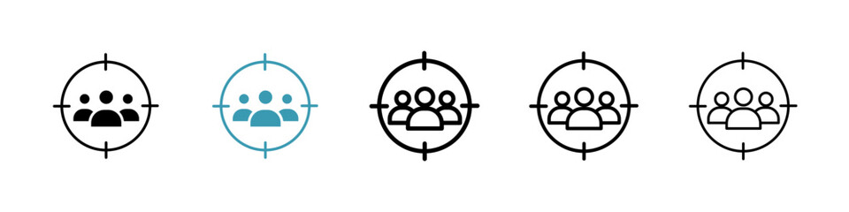 Target audience icons collection in black and blue colors