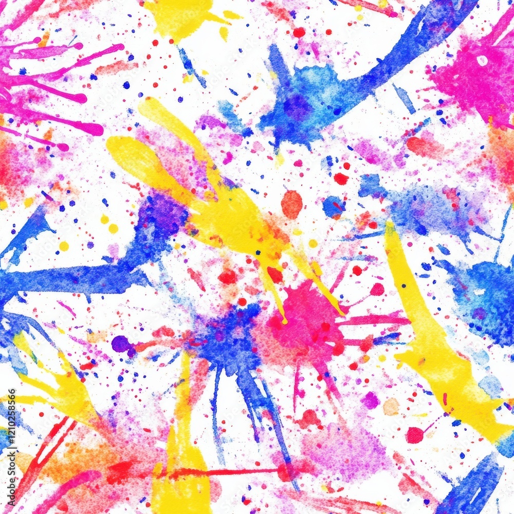 Aufkleber Vibrant watercolor doodle design with colorful splashes and playful patterns creating an energetic artistic feel