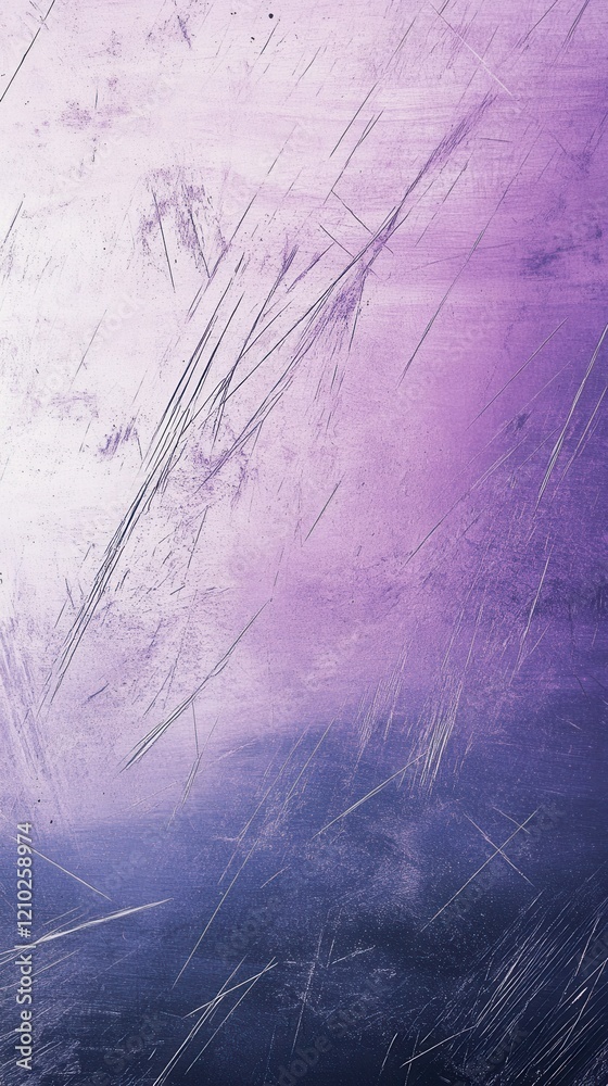 Poster polished steel surface transitioning from silver to purple with scratches and texture variations in 