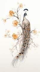 Peacock drawing animal sketch