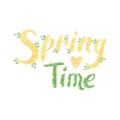 Vector Colorful Hand Drawn Lettering - Spring Time Isolated on White Background