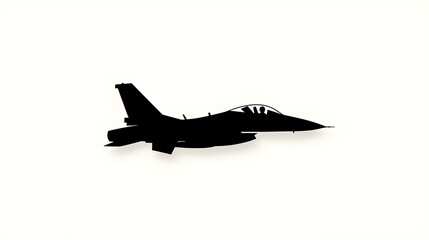 A simple design of a fighter jet in the sky, symbolizing air superiority in war. Fighter jet silhouette.


