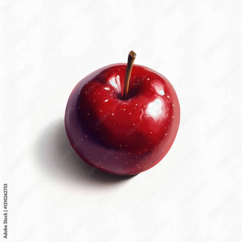 Poster fresh red apple with glossy finish resting on a neutral surface capturing natural beauty and simplic