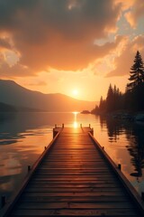 Obraz premium Mesmerizing beauty of sunset over the lake.