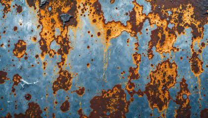 Rusty metal texture with blue and orange hues