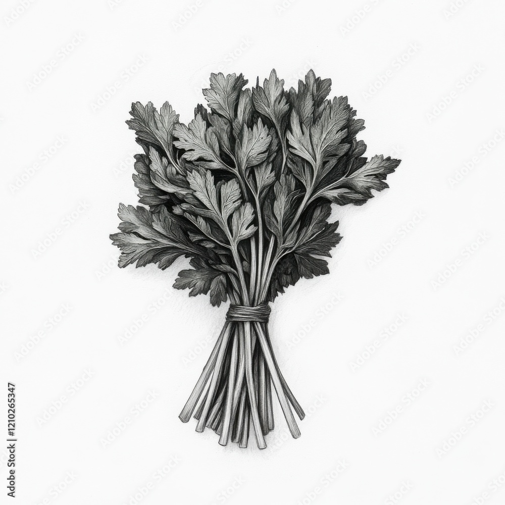 Poster freshly gathered parsley with fine leaves on a neutral background showcasing vibrant green color and
