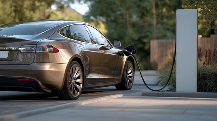 Eco-Friendly Design with Electric Car and Modern Architecture