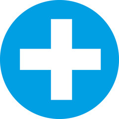 Fototapeta premium A blue cross and a white plus sign are displayed prominently on a clean white background
