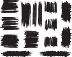 black brush strock set  and white background
