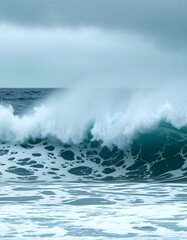 Obraz premium Wave Ocean Power, cinematic, with white tones
