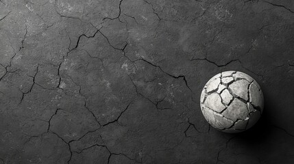 Travel restrictions close borders. Cracked ball on a textured dark surface.