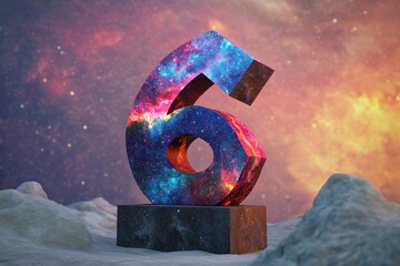 Fototapeta premium A purple and blue spiral number six