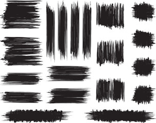 black brush strock set  and white background