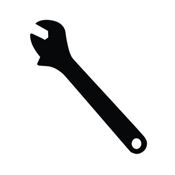 silhouette Wrench in art cartoon illustration style,on white background,This image is made by myself, not using AI