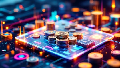 Obraz premium Technology money colourful background 