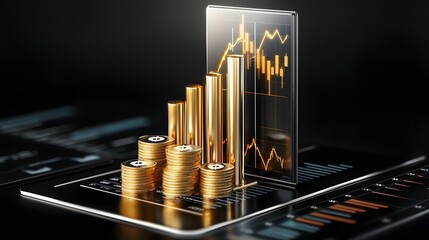 Dynamic Investment with Vibrant Upward Financial Charts Graphs and Currency Symbols Representing Market Profit and Growth  Conceptual Background for Trading and Business Analytics