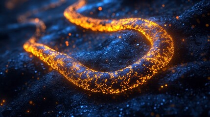 Fototapeta premium Glowing Particle Trail Abstract Energy Flow Dark Background Digital Art Sci Fi Texture