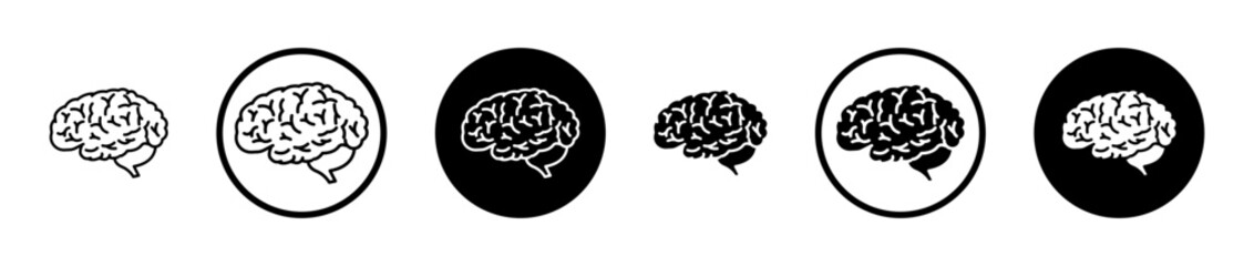 Brain icons in black and blue set