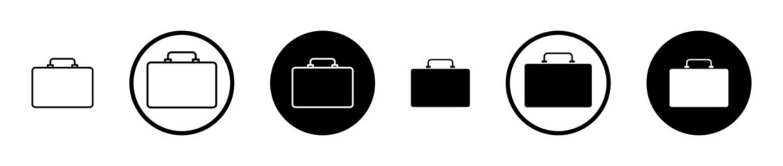 Briefcase icons set in black filled and stroke line style