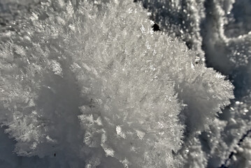 monochrome close-up view of an icy formation