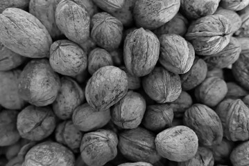 large amount of organic nuts seen up close