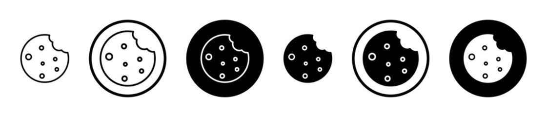Cookie icons set in black filled and stroke line style