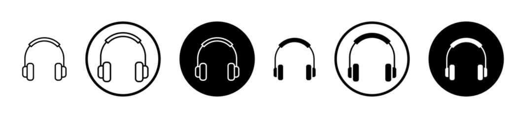 Ear muffs icon set in black filled and stroke line style.
