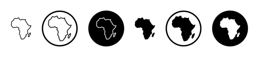 Earth africa icon set in black filled and stroke line style.