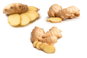 Ginger root isolated on white background.