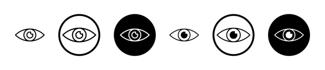 Eyes icon set in black filled and stroke line style.