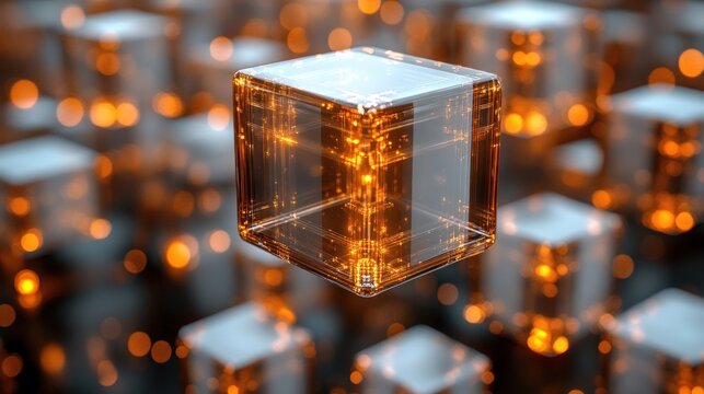 Glowing Cube Network, Data Center, Abstract